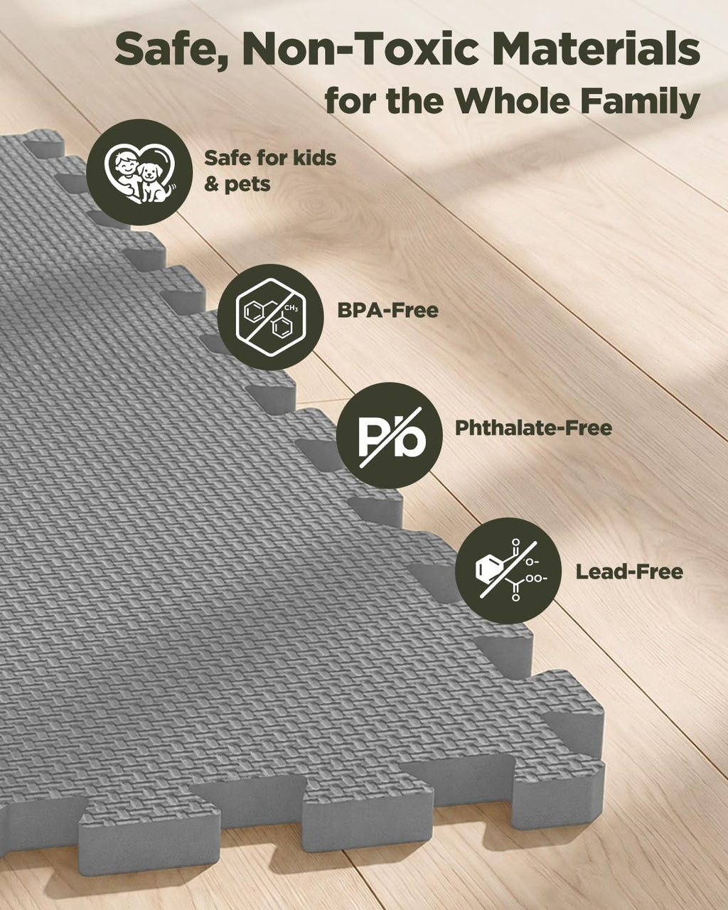 1/2" Thick 24 Pcs 96 Sq Ft EVA Foam Puzzle Exercise Mats, High-Density Interlocking Foam Floor Tiles for Home Gym, Gym Mat for Workout Equipment & Direct Exercise, Floor Padding for Kids
