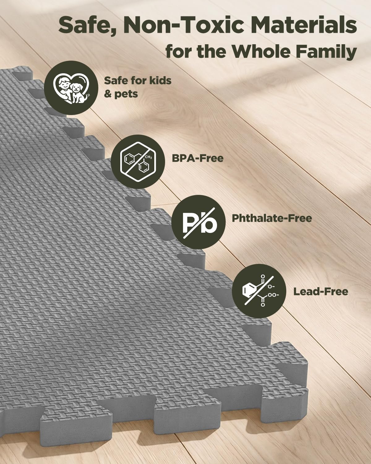 1/2" Thick 24 Pcs 96 Sq Ft EVA Foam Puzzle Exercise Mats, High-Density Interlocking Foam Floor Tiles for Home Gym, Gym Mat for Workout Equipment & Direct Exercise, Floor Padding for Kids