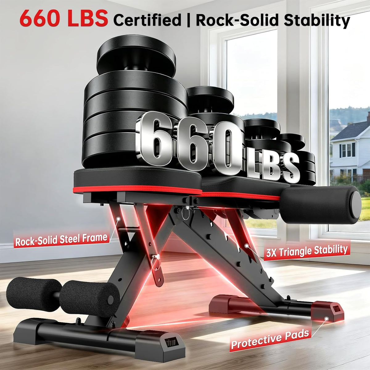 Adjustable Weight Bench for Home Gym, 98% Pre-Assembled Foldable Bench