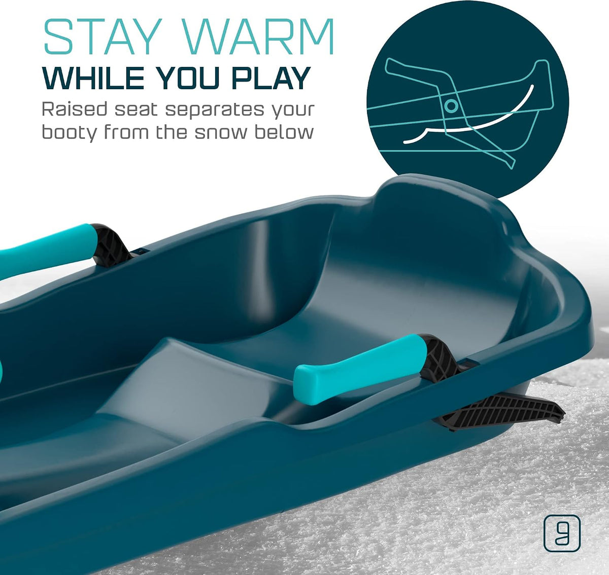 Durable Kids' Toboggan Sleds - Plastic, Lightweight, Winter Snow Sleds with Tow Strap & Pull-Up Brakes