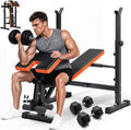 YOLEO 6-in-1 Weight Bench Set, 880LBS Adjustable Bench with Rack & Curl Pad