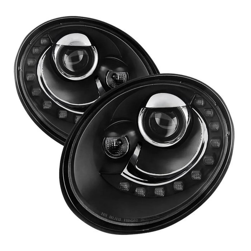 Spyder Volkswagen Beetle 06-10 Projector Headlights - DRL LED - Ebony