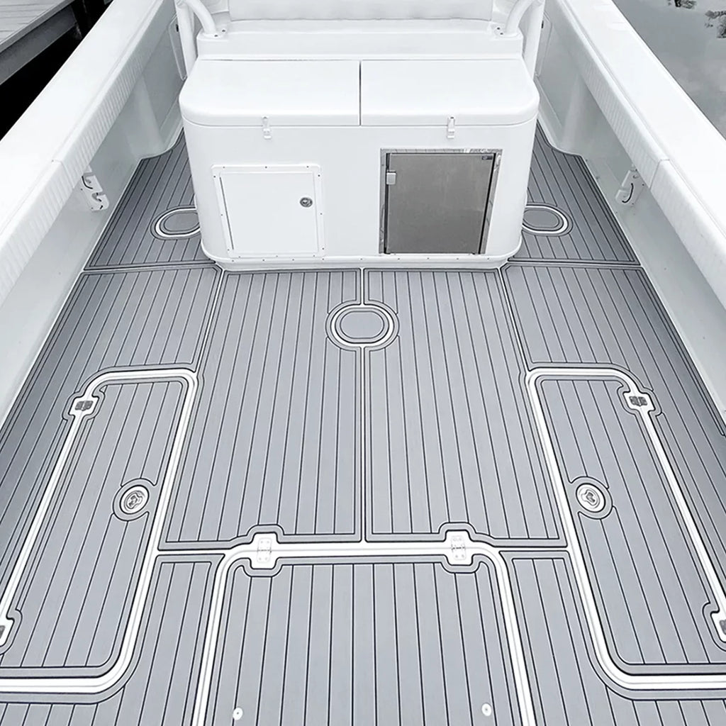 HJDECK EVA Foam Faux Teak Boat Decking Sheet/Carpet Self-Adhesive Non-Skid Fits for Sea Deck Marine Yacht RV Boat Flooring Mats/Decking Pad 94"x 35"