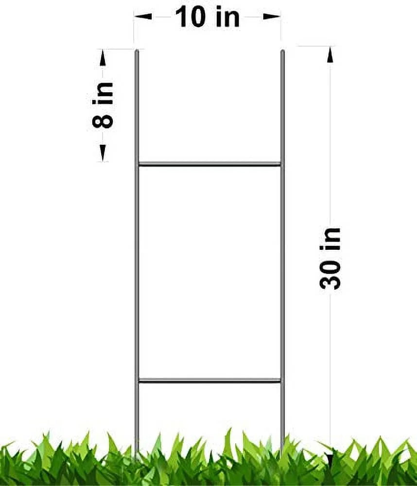 Stake, 50 Metal Stake 10x30 inch x 9 Gauge Galvanized Wire Stake use with 4mm Corrugated Plastic Sign 4mm or 5mm, Pack of 50 Pieces Stake 30'' Tall and 10'' Wide Ship Same Day