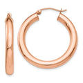 Real 14kt Rose Gold Polished 4mm Tube Hoop Earrings; for Adults and Teens; for People and People