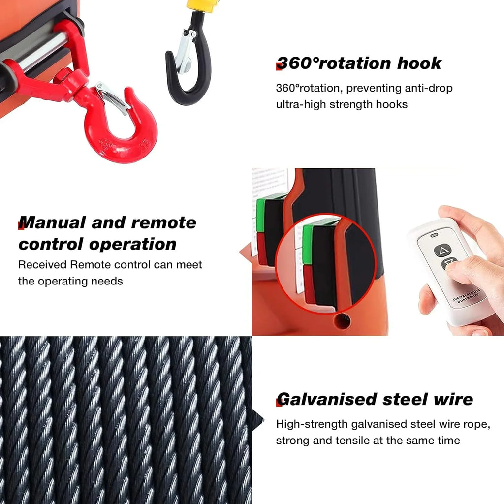 2200LBS 3-in-1 Portable Electric Hoist Unleash with Power and Versatility Wireless Remote, 110V Winch, and Crane System with Battery – Perfect for Tackling Heavy Loads