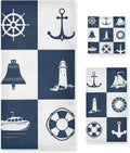 Dreamtimes Bath Towel Sets for Bathroom Hand Towels Fingertip Towels Sailing Vessel Anchor Lighthouse Checked 3 Piece Decorative Soft Cotton Absorbent