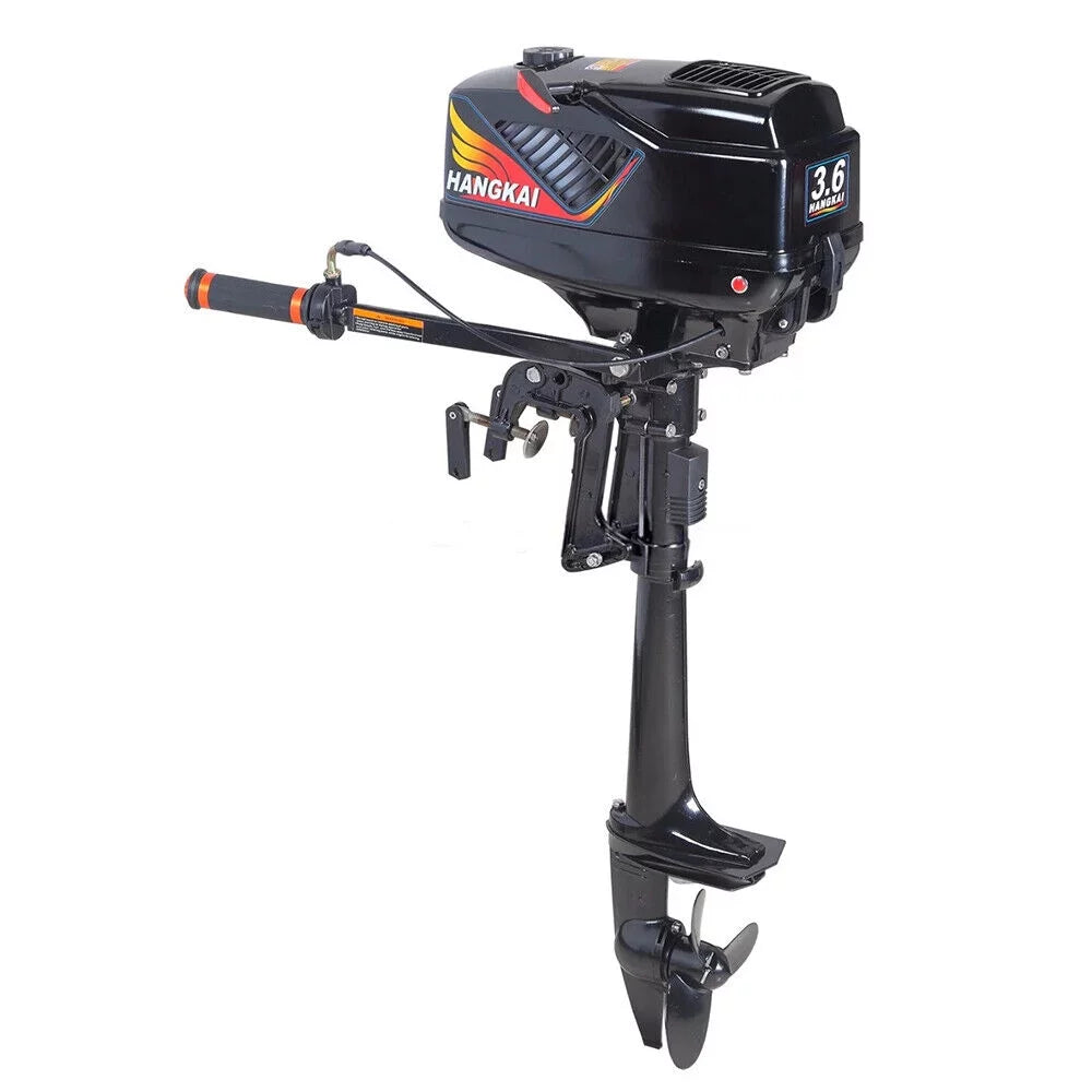 2 Stroke 3.6 HP Gasoline Outboard Motor, 55cc Fishing Boat Engine with Water Cooling System Clutch Control Midnight