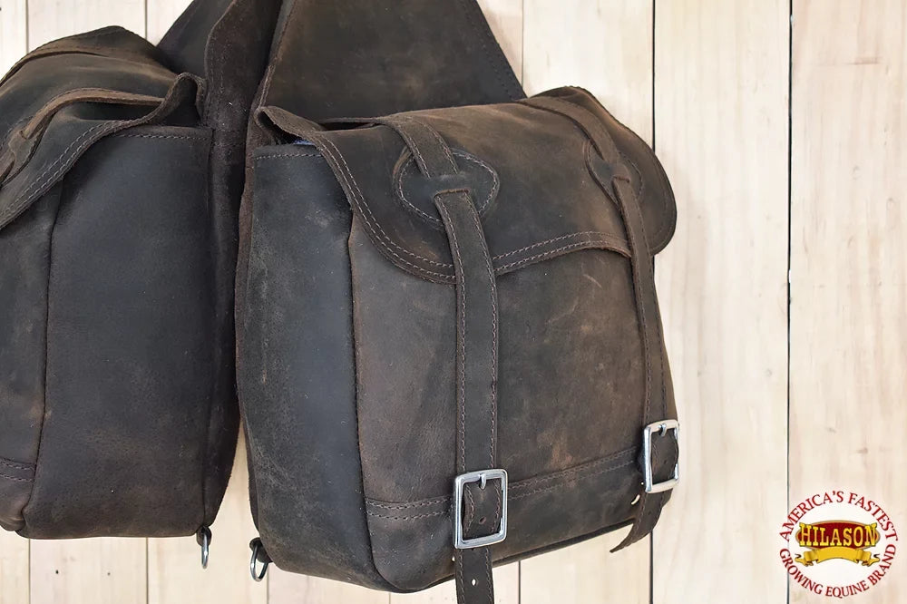 98HS Leather Horse Saddle BagÂ Leather Chap For Trail Hilason