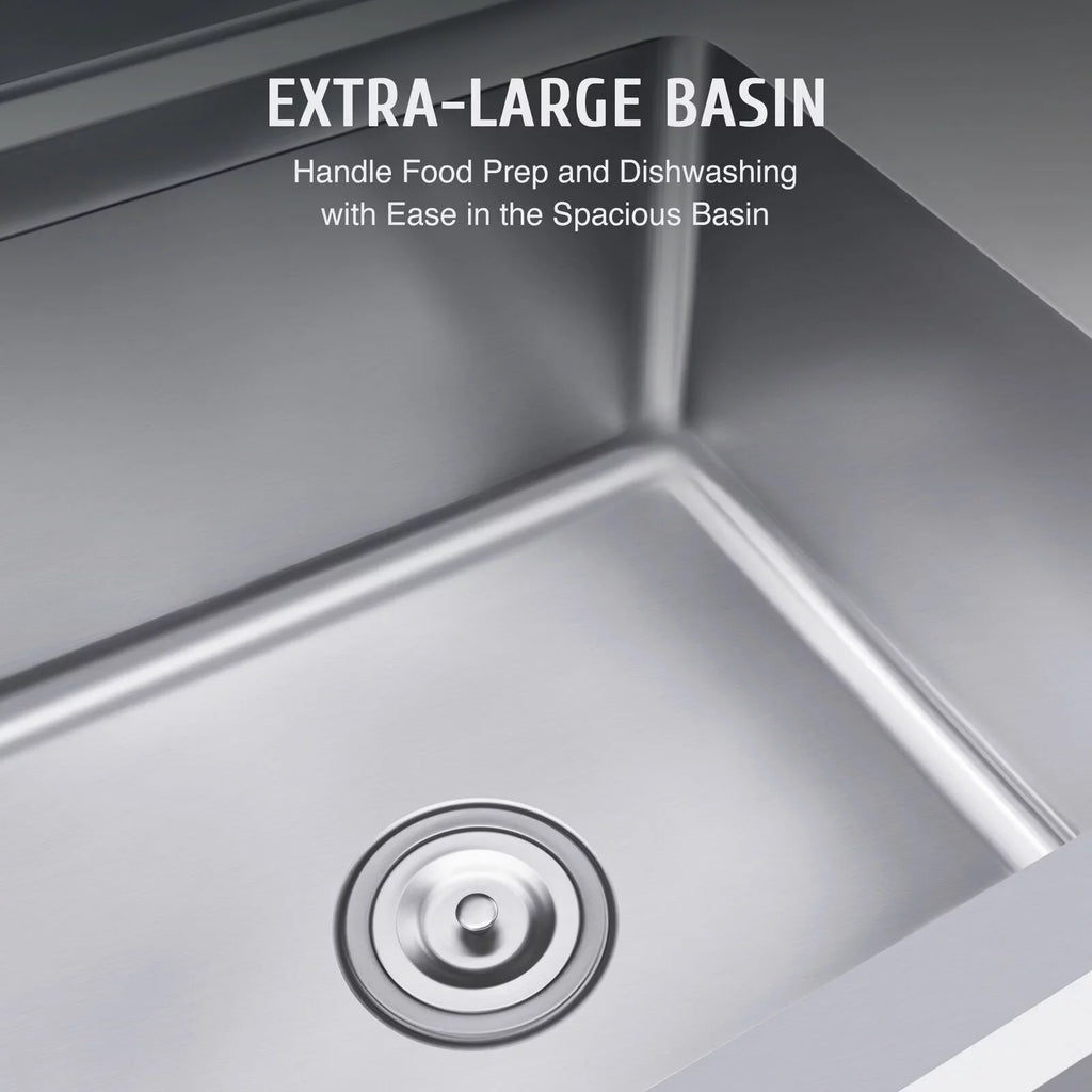 39.3* 23.6* 36.7in Stainless Steel Kitchen Utility Sink Drainboard Sink for Commercial and Home Use