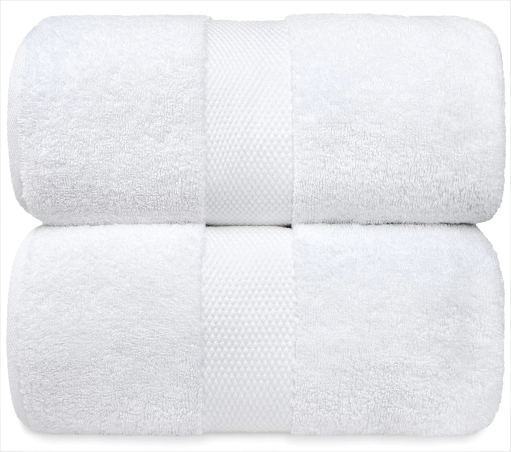 White Classic Luxury White Bath Towels - Large 30x56 Inch, 100% Cotton American Linen Big White Towels, 2-Pack Bathroom Sheets | Set of 2, White