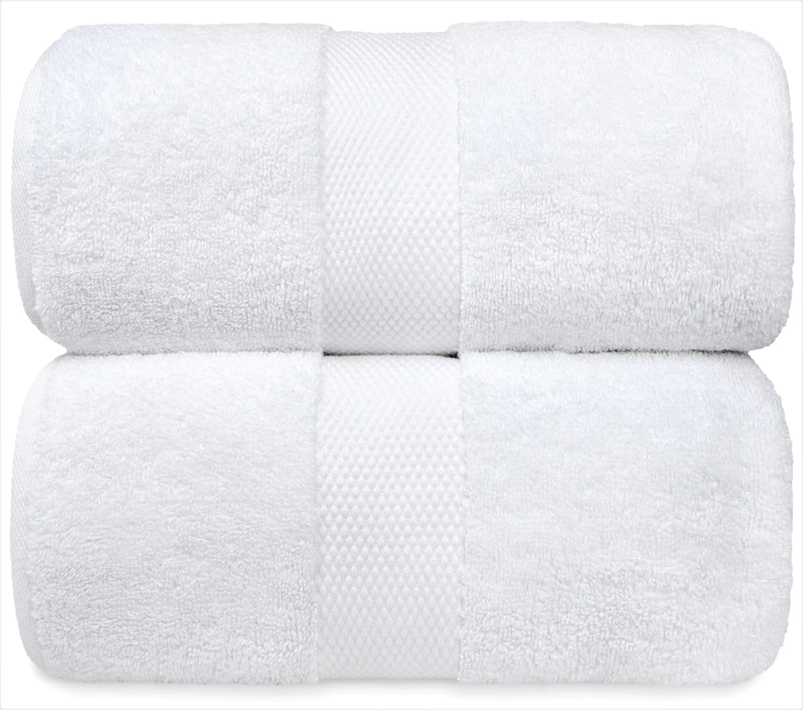 White Classic Luxury White Bath Towels - Large 30x56 Inch, 100% Cotton American Linen Big White Towels, 2-Pack Bathroom Sheets | Set of 2, White