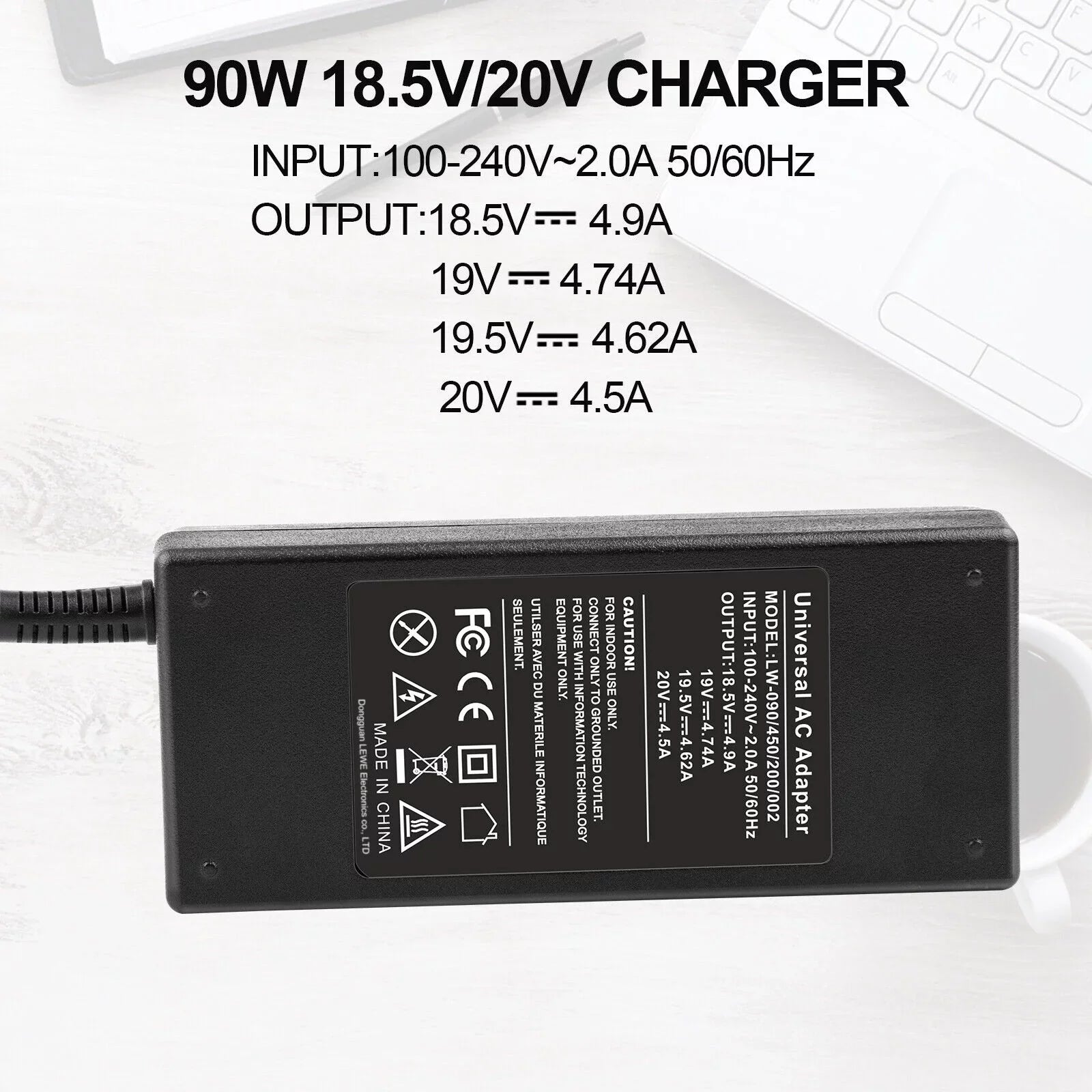 90W Universal Laptop Charger Power Adapter For HP Dell Acer Asus 13 Connectors
