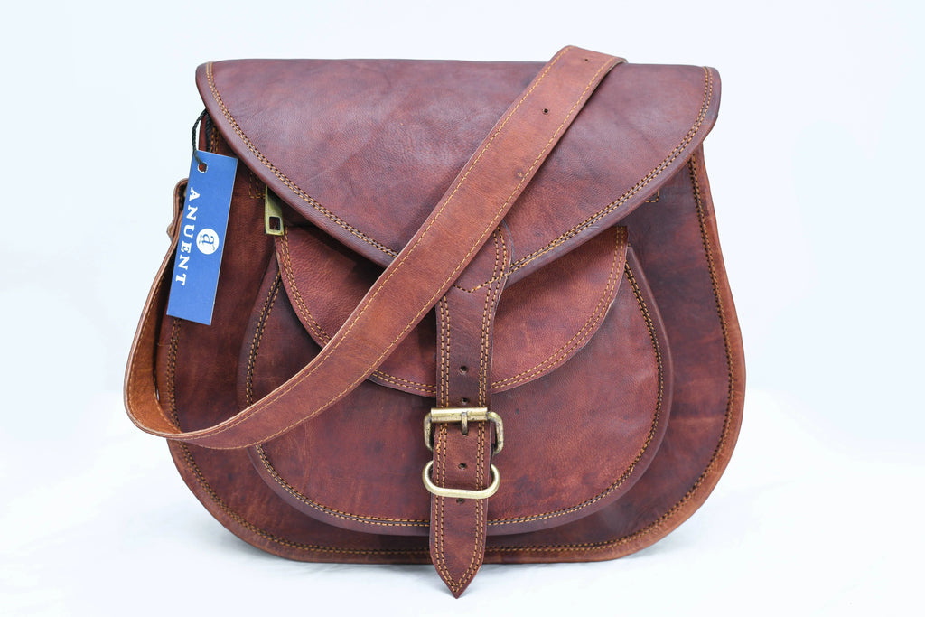 9" Individuals Real Leather Shoulder Cross Body Satchel Saddle Tablet Retro Rustic Vintage Bag Handbags Purse