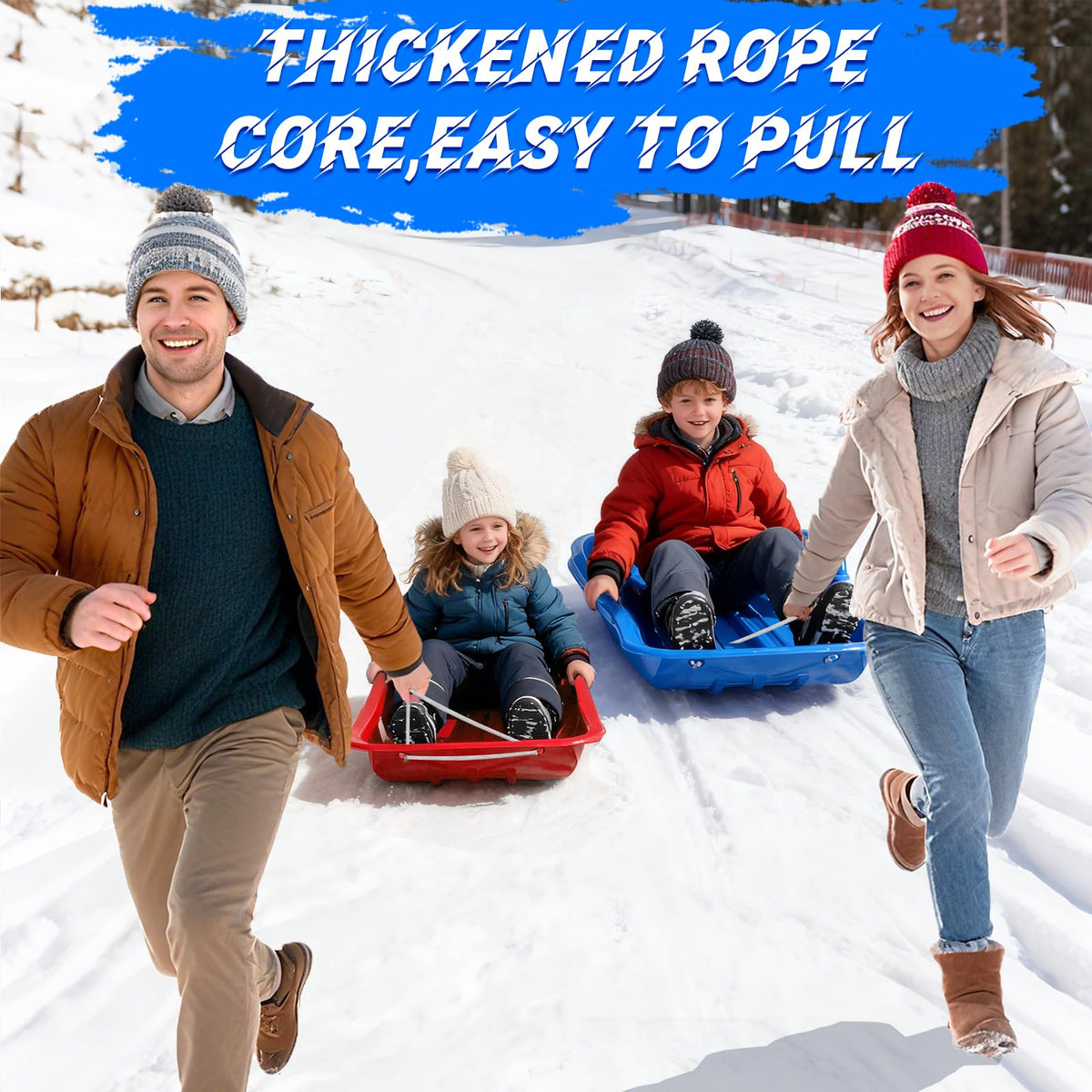Large Sturdy Snow Sleds for Both Kids and Adults,48â