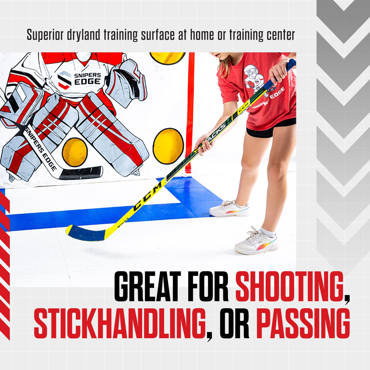 Snipers Edge Hockey Dryland Slick Tiles â 20-Pack 12"Ã12" White Interlocking Ice Tiles for Hockey Training, UV-Protected & Durable, Simulates Real Ice, Training Aid for Shooting