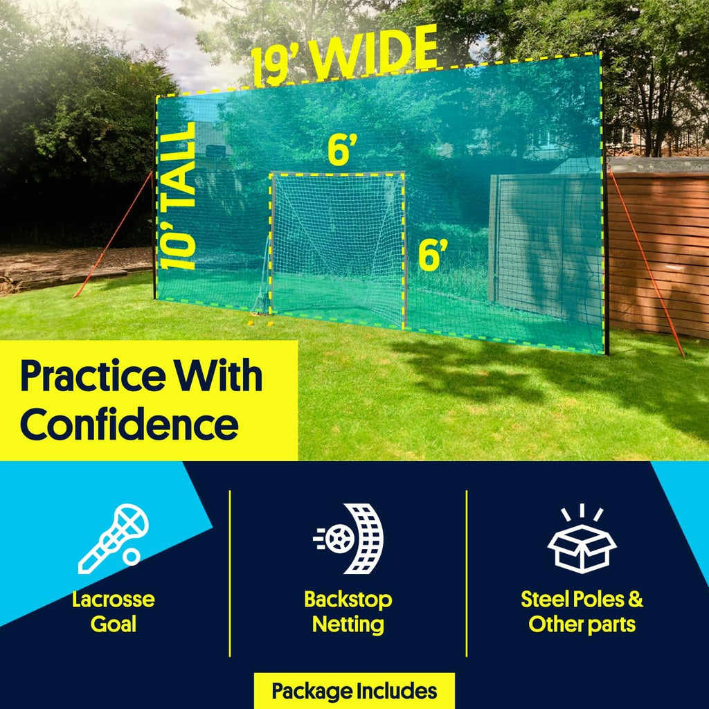 Open Goaaal Lacrosse Goal, Rebounder and Backstop Net, 6 x 6 ft Inside net