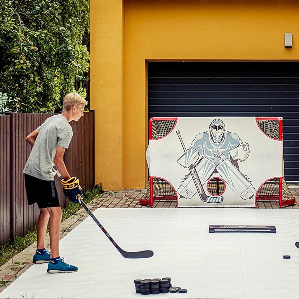 Hockey Goal Shooting Tutor â 5 Precision Targets with Full Goalie Blocker â Tear-Proof & App-Compatible â Fits Regulation Net by Hockey Revolution