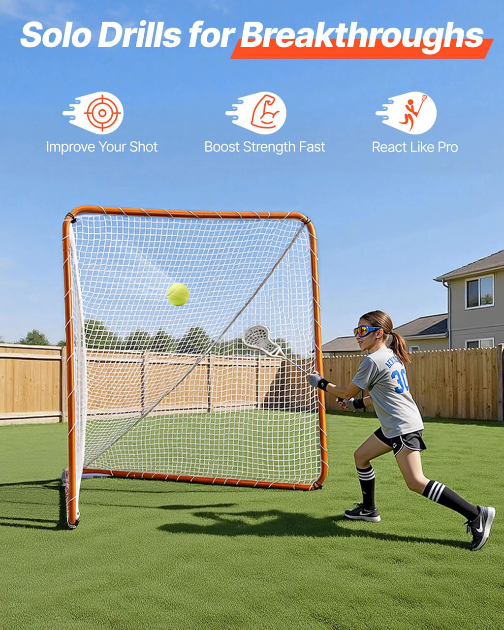 VEVOR Lacrosse Goal,Complete Portable Lacrosse Net Training Accessory Set