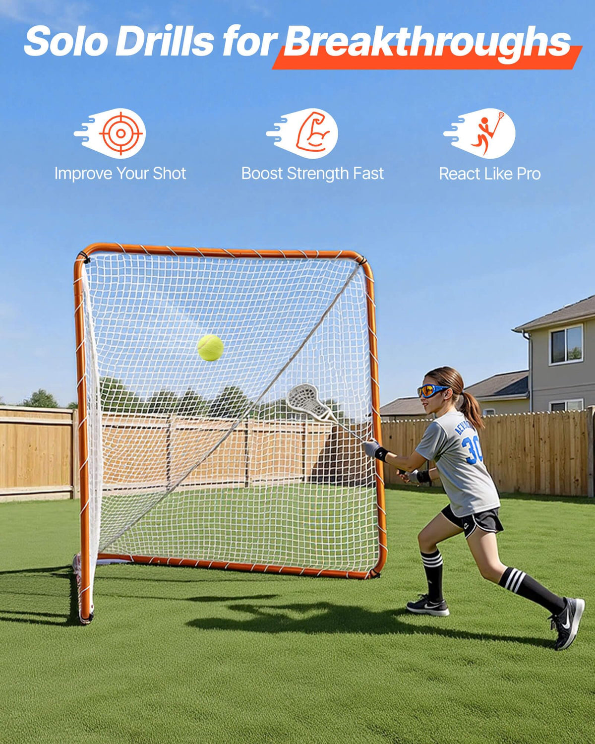 VEVOR Lacrosse Goal,Complete Portable Lacrosse Net Training Accessory Set