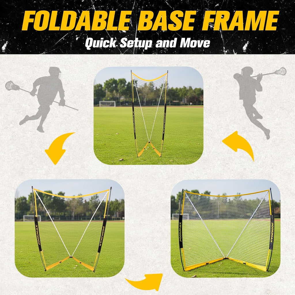 PodiuMax Foldable Lacrosse Goal 6x6x7FT, Stable Steel Frame