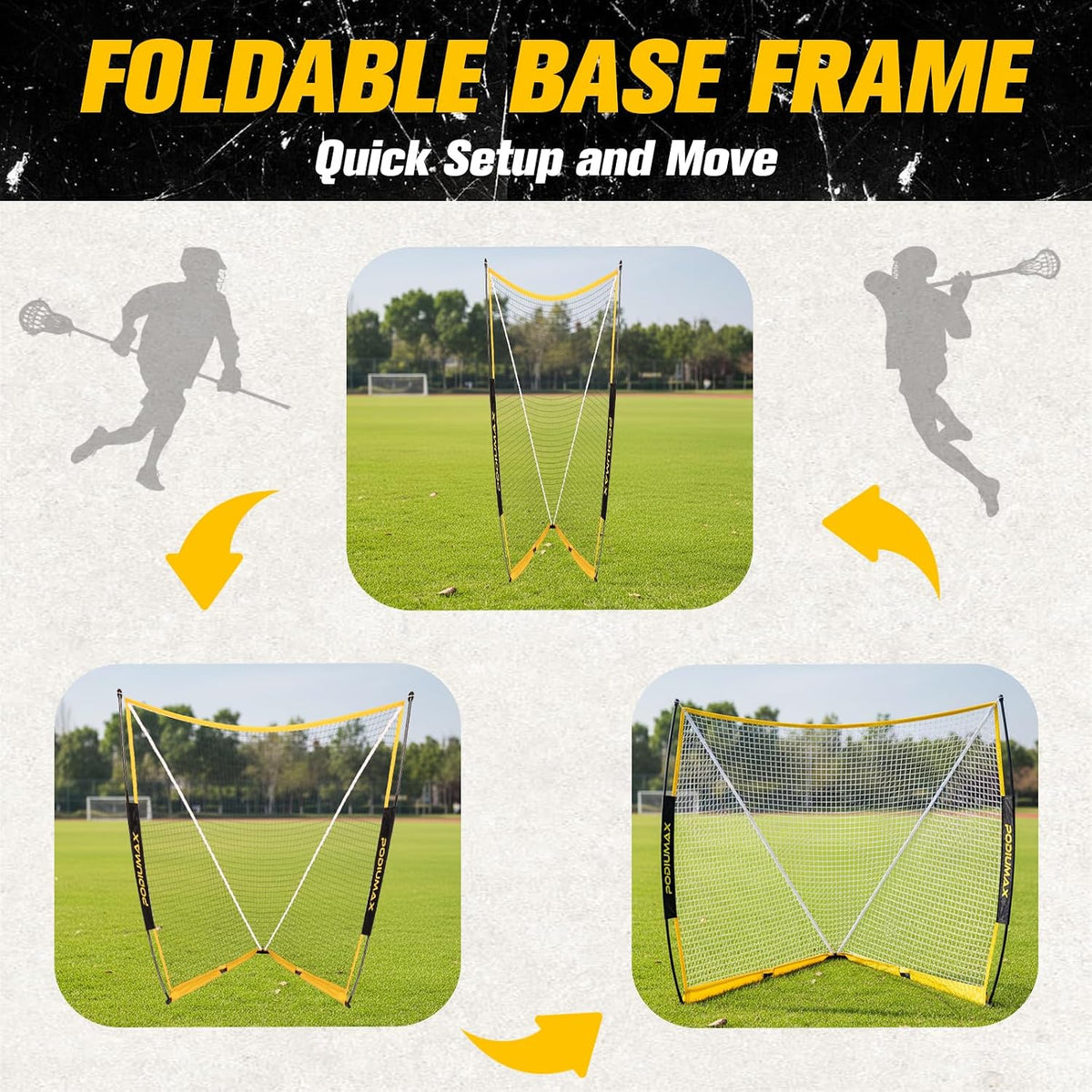 PodiuMax Foldable Lacrosse Goal 6x6x7FT, Stable Steel Frame