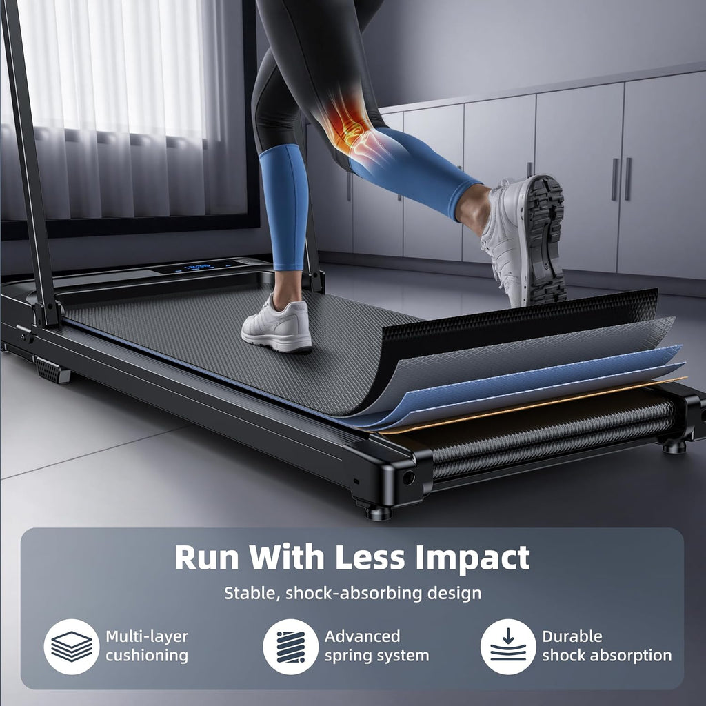 Walking Pad Treadmill for Home - Folding Treadmills with Handle Bar Portable Compact Fold up Indoor Foldable Handles Electric Walk Pads Small Spaces Mini Running Quiet Under Bed Office