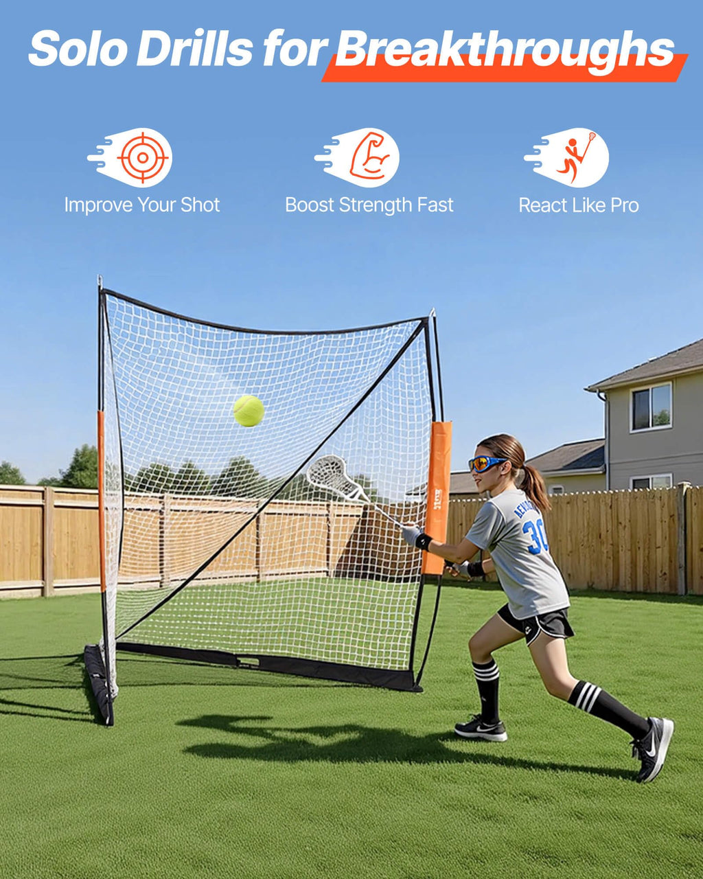 VEVOR Lacrosse Goal,Complete Portable Lacrosse Net Training Accessory Set