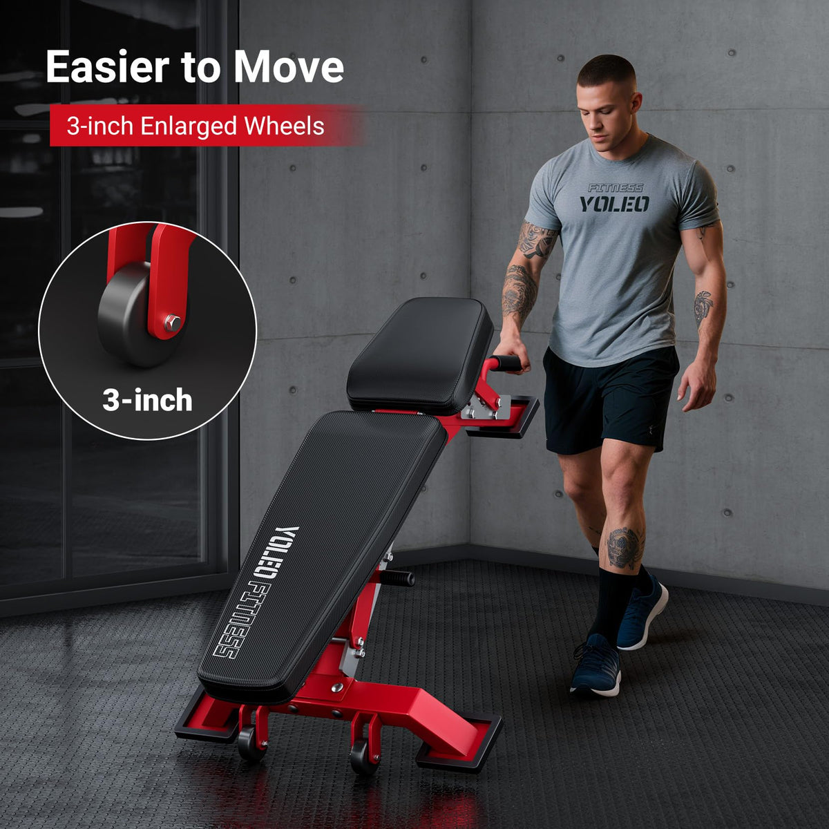 YOLEO Adjustable Weight Bench with Bench Press Stand, Foldable Workout Bench with Extended Head/Elbow Pad(for Users up to 7')