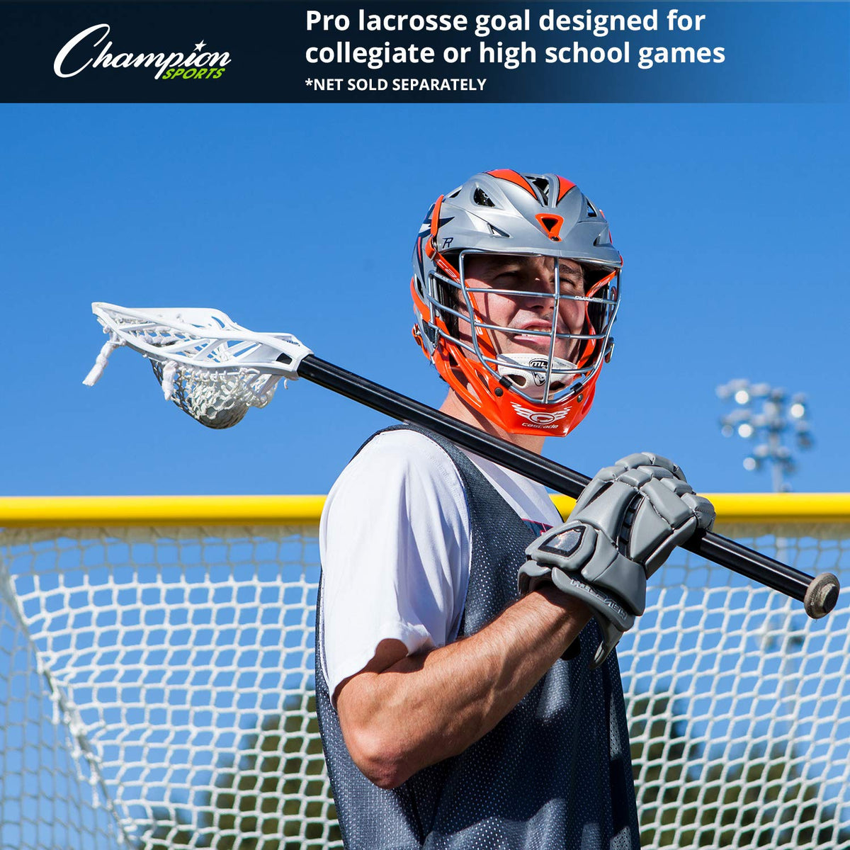 Champion Sports Pro & Collegiate Lacrosse Goal 6x6 ft Steel Frame for Menâs & Womenâs Lacrosse, Training & Game Play