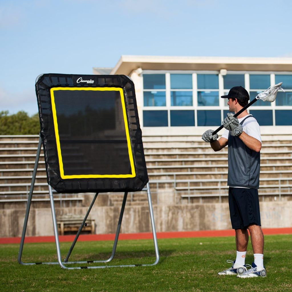 Champion Sports Deluxe Lacrosse Target: Ball Return Bounce Back Net Set for Professional, College and Grade School Training & Drills