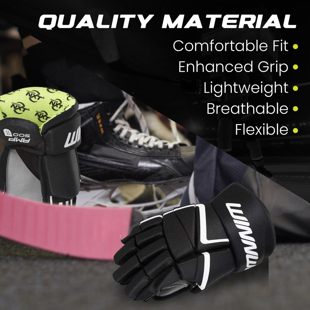 Winnwell AMP500 Ice Hockey Gloves - Durable & Lightweight Protective Equipment for Hockey Players for Youth, Junior & Senior
