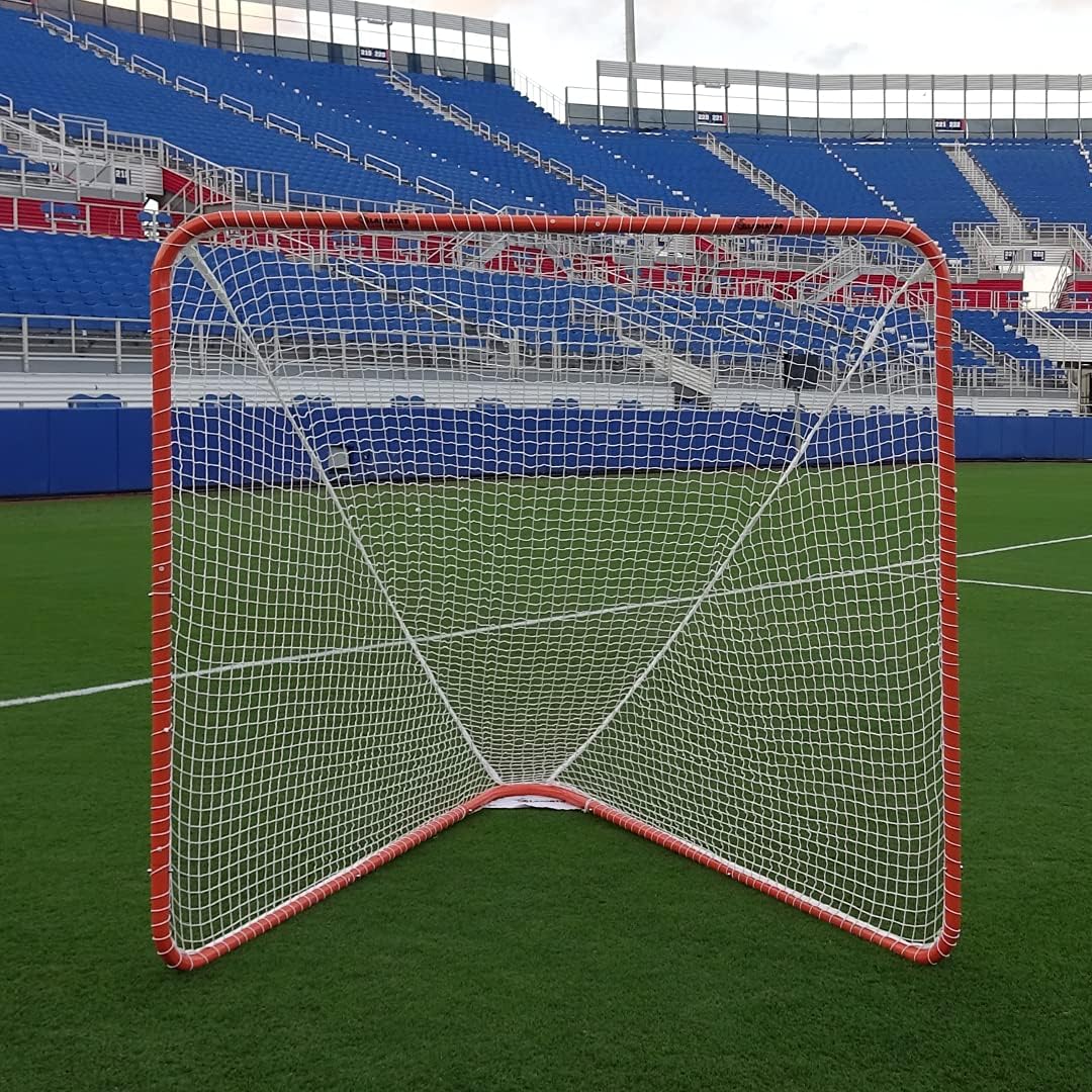 Gladiator Lacrosse Official Lacrosse Goal with a 6mm Net, Orange, 100% Steel Frame, 6 x 6-Foot, Standard, 72â³ x 72â³