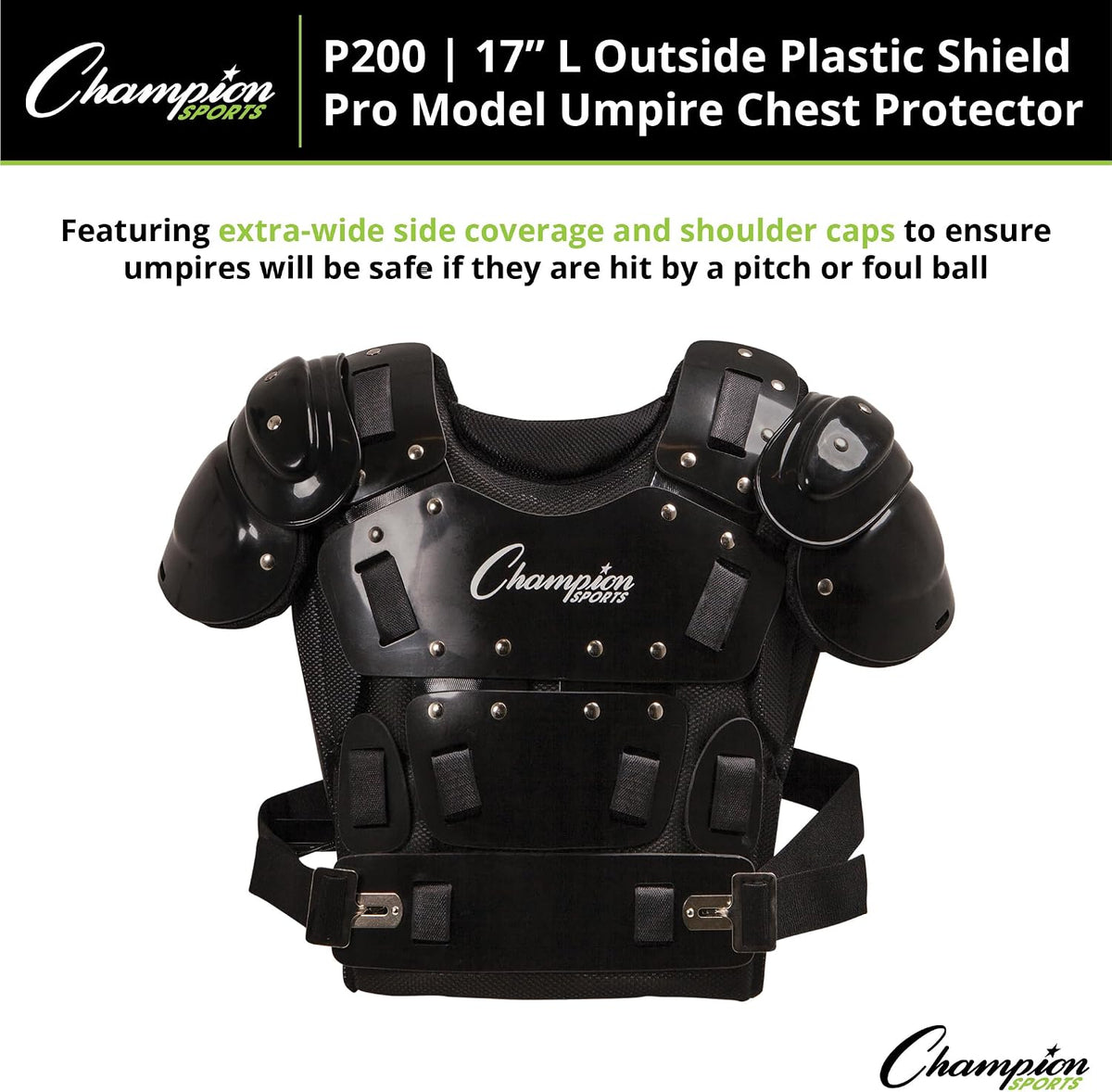 Champion Sports 17" Outside Plastic Shield Pro Model Umpire Chest Protector - Soft Foam Padded Chest Protector - Adult