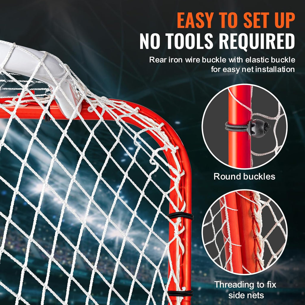 Happybuy Hockey Goal with Backstop & Targets, 72" Street Hockey Net, Portable Indoor/Outdoor Training Set, Easy Assembly, White/Red