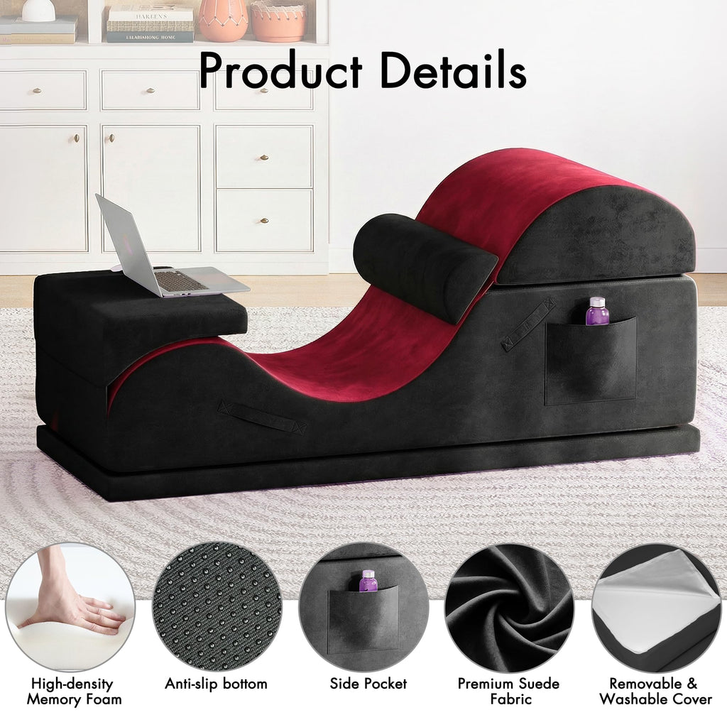 Convertible Yoga Chair for Adults, Ergonomic Foam Lounge with Lumbar Pillow