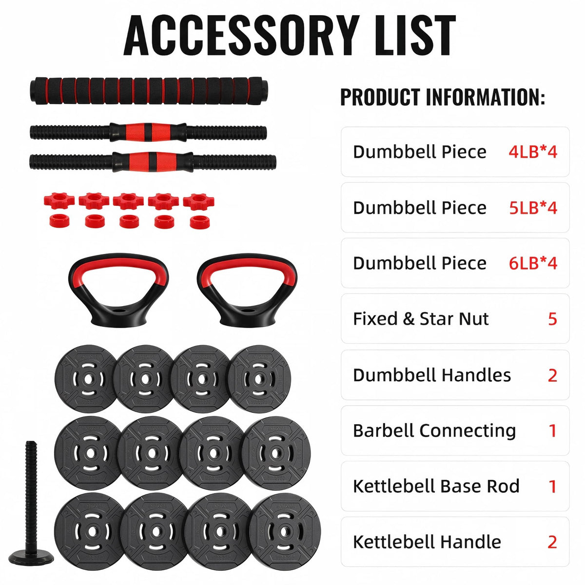 HulkFit Adjustable Dumbbells Set with Foldable Weight Bench, 40/60 LBS
