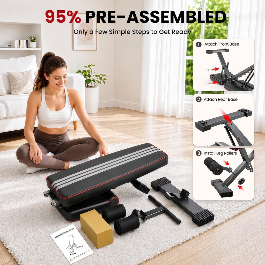 Adjustable Weight Bench, ASTM-Certified 660LB Workout Bench for Home Gym