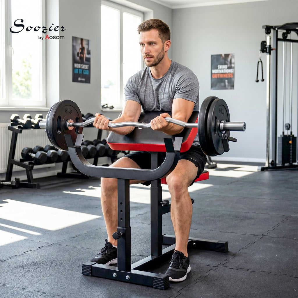Soozier Adjustable Preacher Curl Bench with Brabell Rack 265 LBS