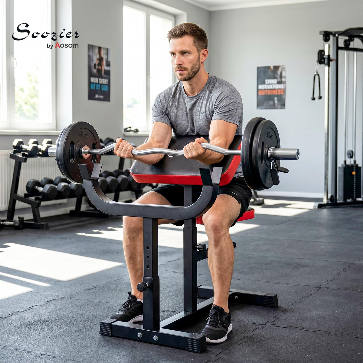 Soozier Adjustable Preacher Curl Bench with Brabell Rack 265 LBS