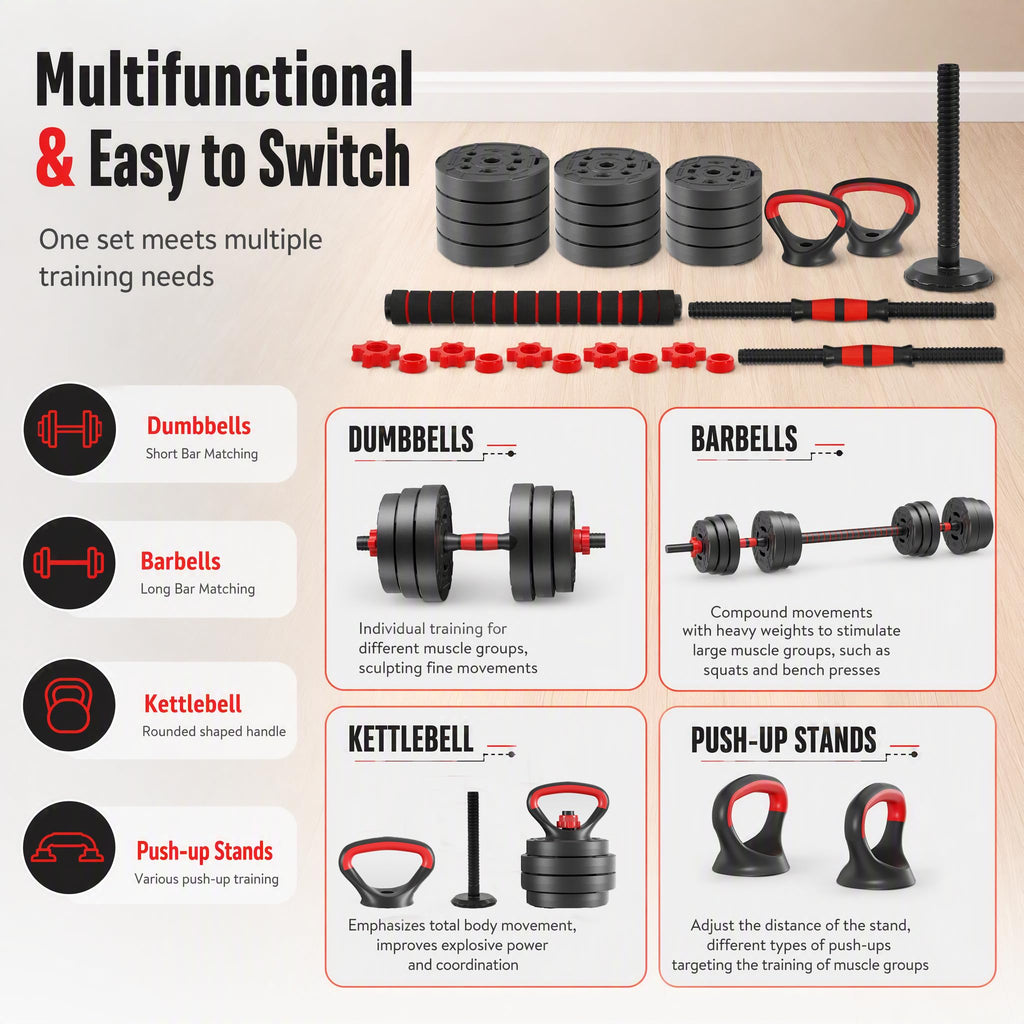HulkFit Adjustable Dumbbells Set with Foldable Weight Bench, 40/60 LBS