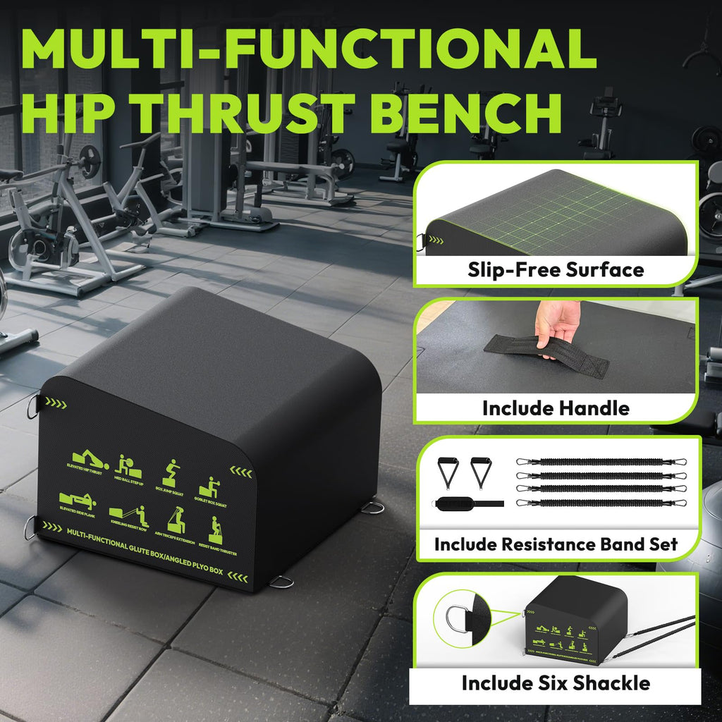 HANDBODE Hip Thrust Bench, Multi-Functional Slip-Free Hip Thrust Machine