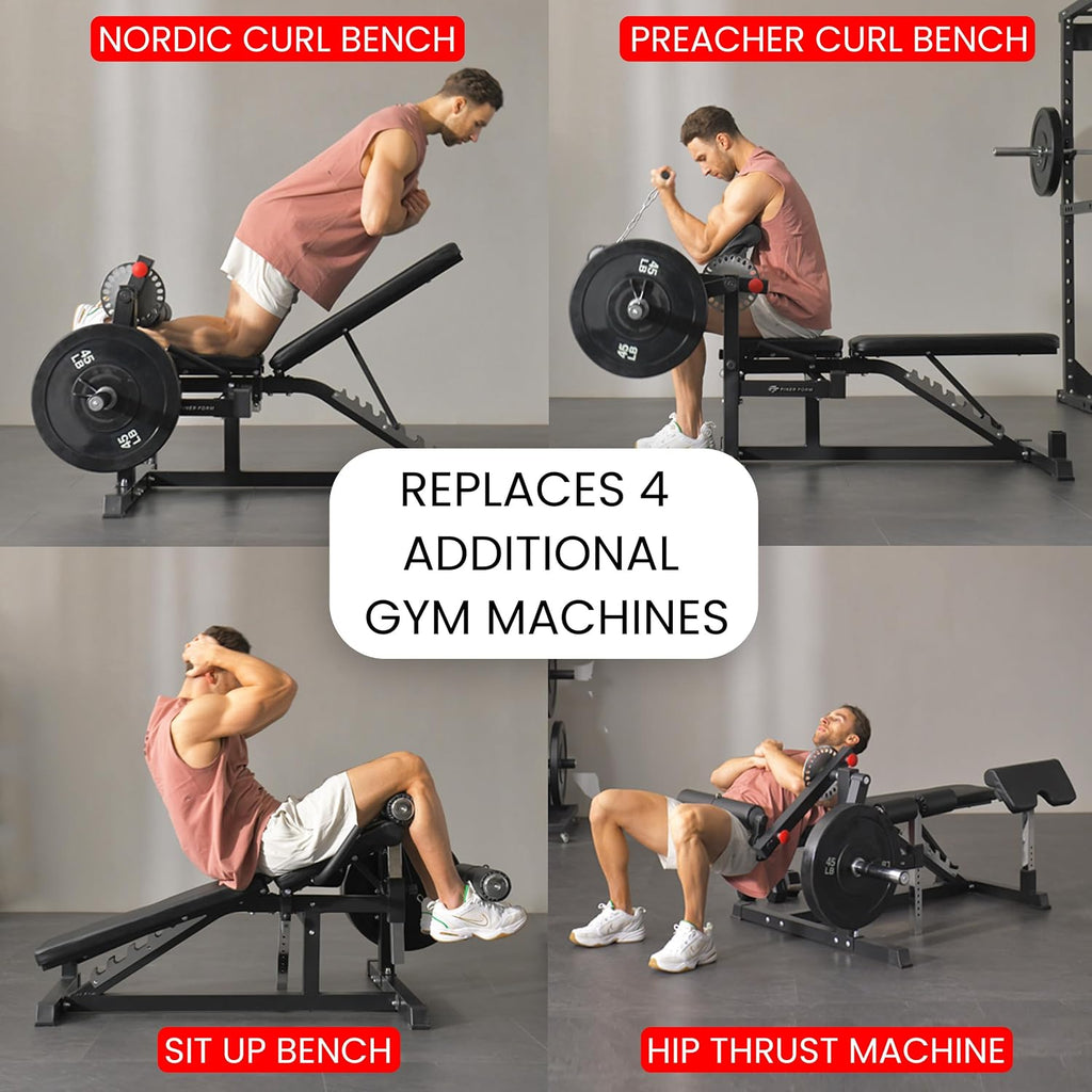 Finer Form GLX Adjustable Weight Bench with Leg Extension and Curl Machine