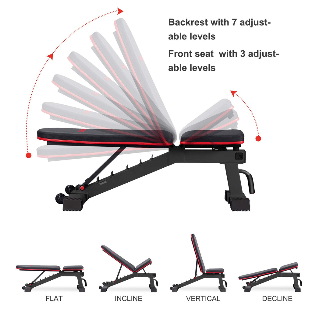 DERACY Adjustable Weight Bench for Full Body Workout, Incline and Decline Weight Bench for Indoor Workout, Home Gym