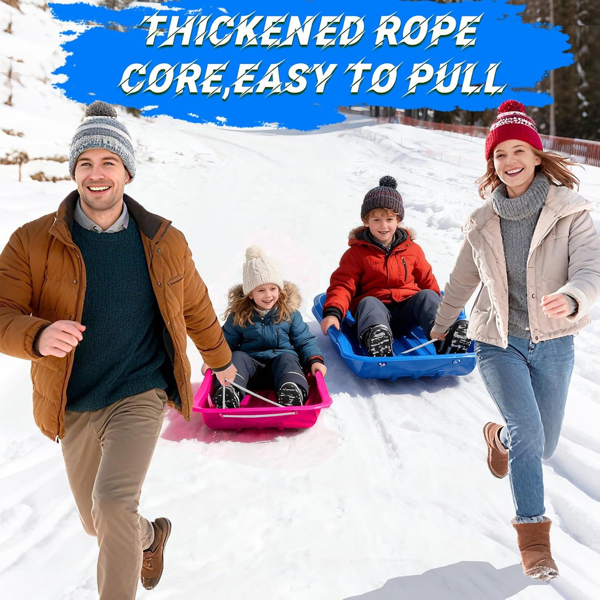 Large Sturdy Snow Sleds for Both Kids and Adults,48â
