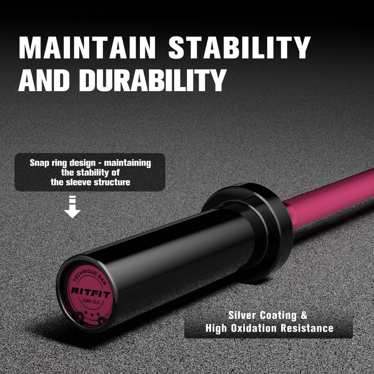 RITFIT Olympic Barbell 4ft/6ft - 2 Inch Weight Bar for Strength Training, Weightlifting, Squat, Deadlift, Bench Press, Curl, Overhead Press - 350lbs/500lbs Capacity