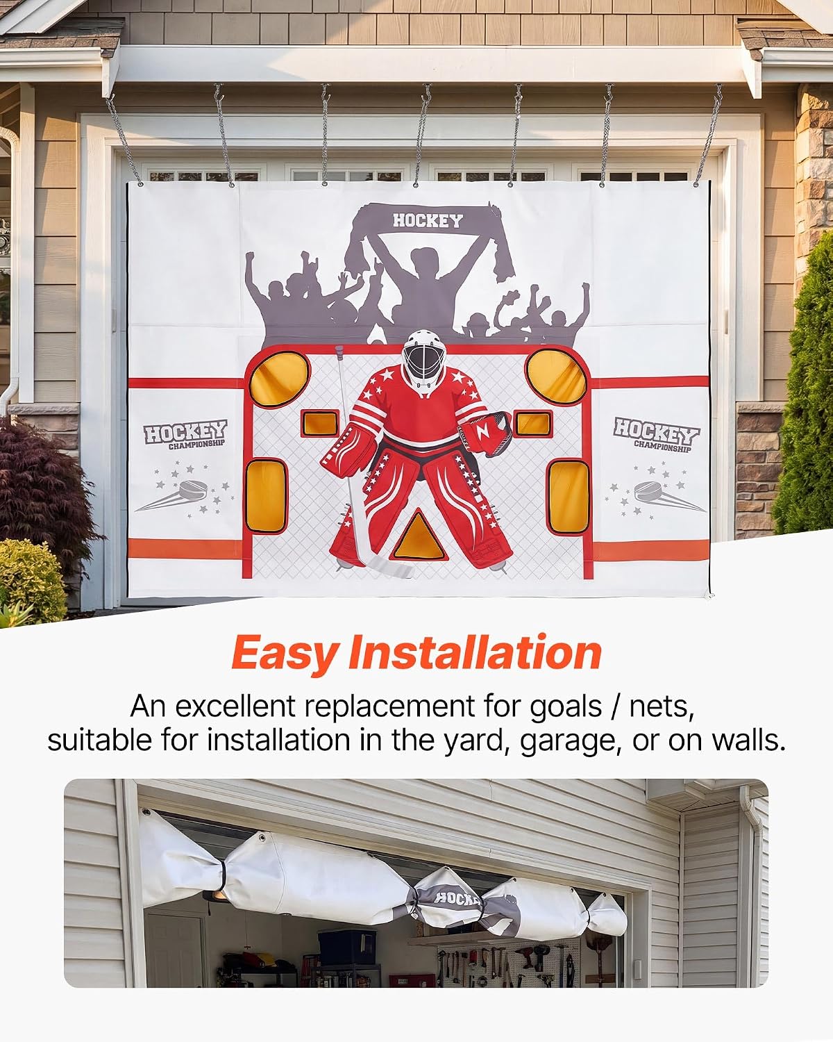 VEVOR Hockey Shooting Tarp, Shooter Tutor Ice Hockey Goal Practice Target, Tear-Proof Premium Net with 7 Holes, Easy Set Up Hockey Net Replacement, Training Equipment for Practicing Shooting Accuracy