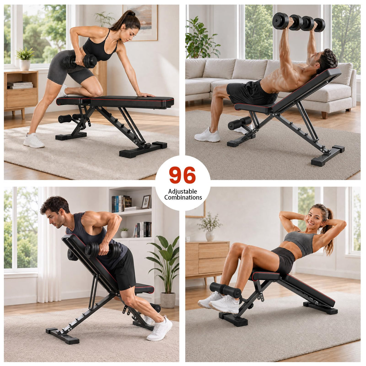Adjustable Weight Bench, ASTM-Certified 660LB Workout Bench for Home Gym