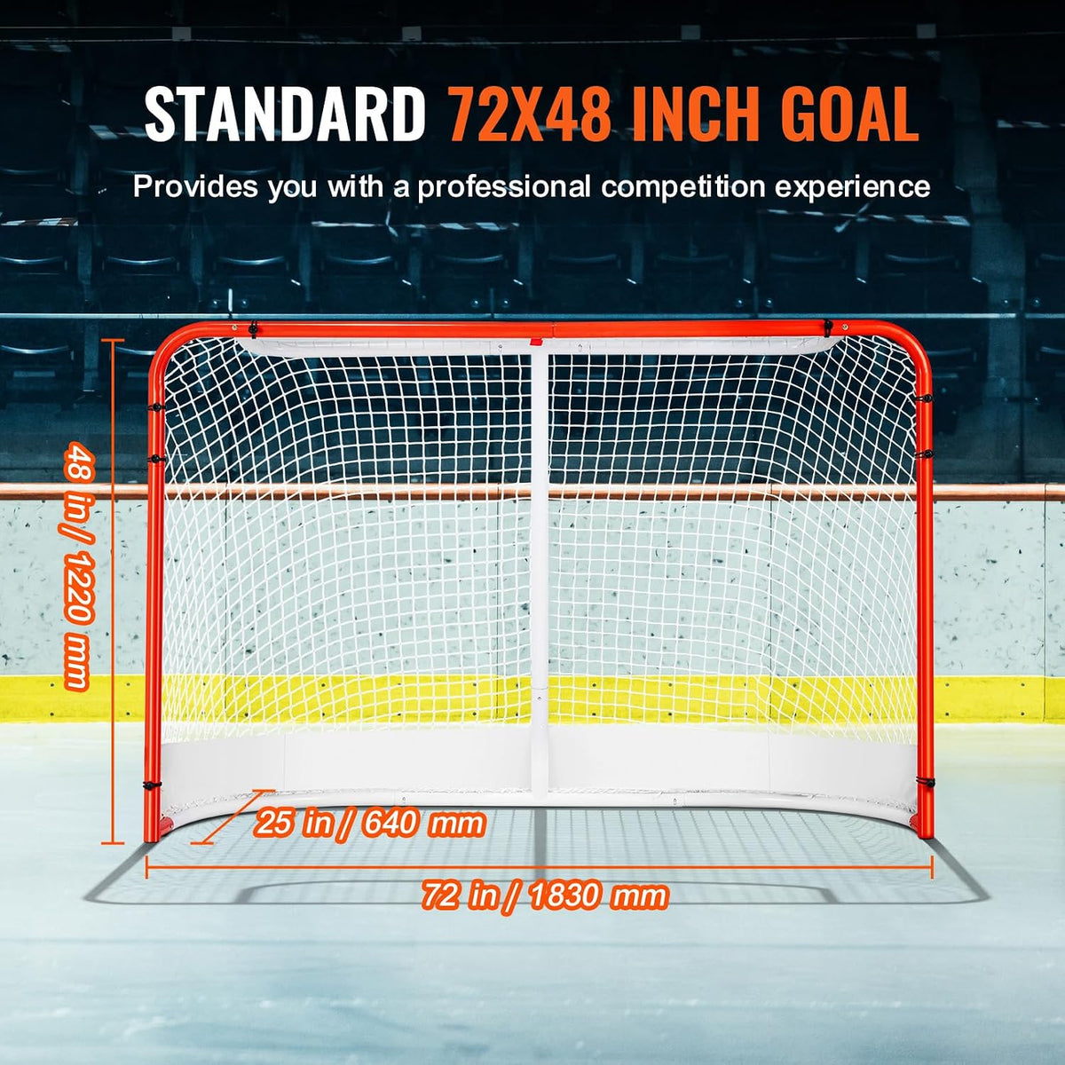 Happybuy Street Hockey Net, Indoor/Outdoor Steel Goal, 72" x 48" Portable Training Set, Easy Assembly, Official Regulation Size, White/Red