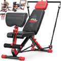 XDDIAS Workout Bench, Foldable Weight Bench with Variable Resistance Training Set, 880LBS Adjustable Bench with Leg Extension, Preacher Curl, Extended Headrest, Incline Decline Flat Bench for Strength Training